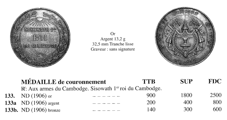 Medal of Sisowath 1 Medallions