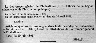 Decree 21 April 1891